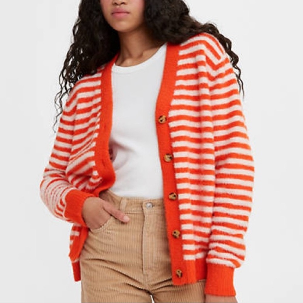 Levi’s Striped Fuzzy Cardigan